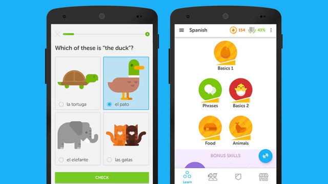 Ứng dụng học ngoại ngữ của Duolingo. Ảnh: DUOLINGO