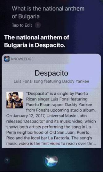 Khi Siri nhầm lẫn quốc ca Bulgari với bản hit đình đám 'Despacito'