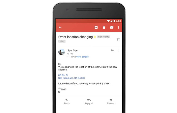 Gmail tạo liên kết tự động cho địa chỉ và số điện thoại - Ảnh 1.